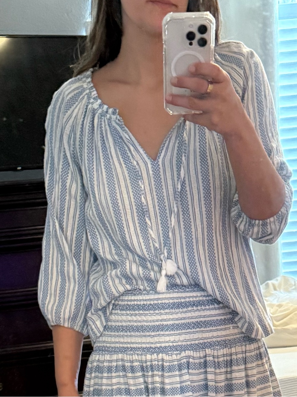 J. Crew Blue and White Striped Shirt (part of a set)